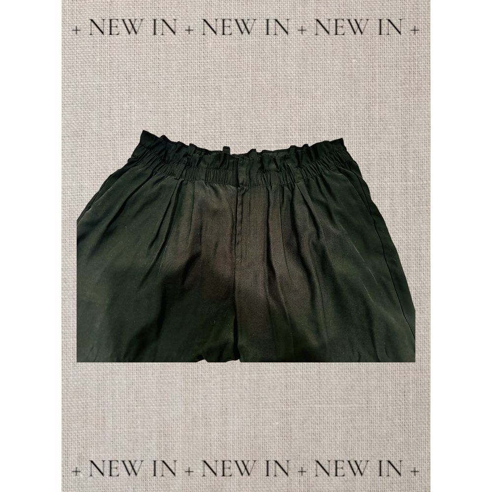 Elegant Black Wide-Leg Palazzo‎ Pants with Elastic Waist for Fall/Winter Season